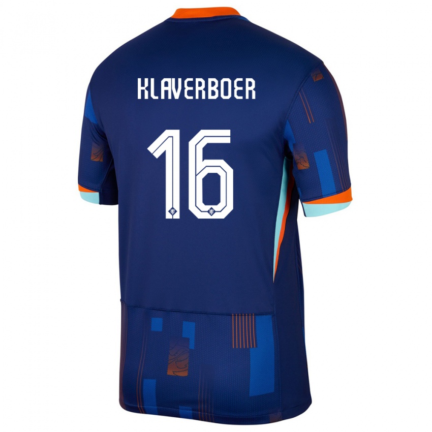 Kinderen Nederland Bernt Klaverboer #16 Blauw Uitshirt Uittenue 24-26 T-Shirt België