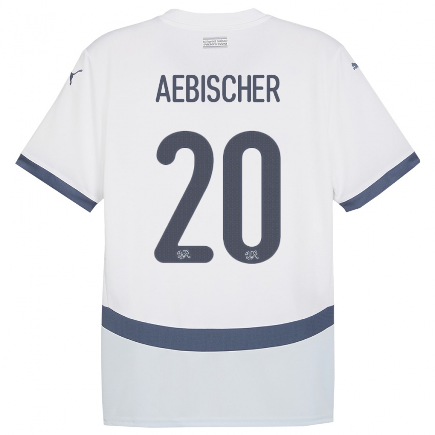 Enfant Maillot Suisse Michel Aebischer #20 Blanc Tenues Extérieur 24-26 T-Shirt Belgique