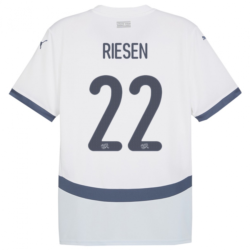 Enfant Maillot Suisse Nadine Riesen #22 Blanc Tenues Extérieur 24-26 T-Shirt Belgique