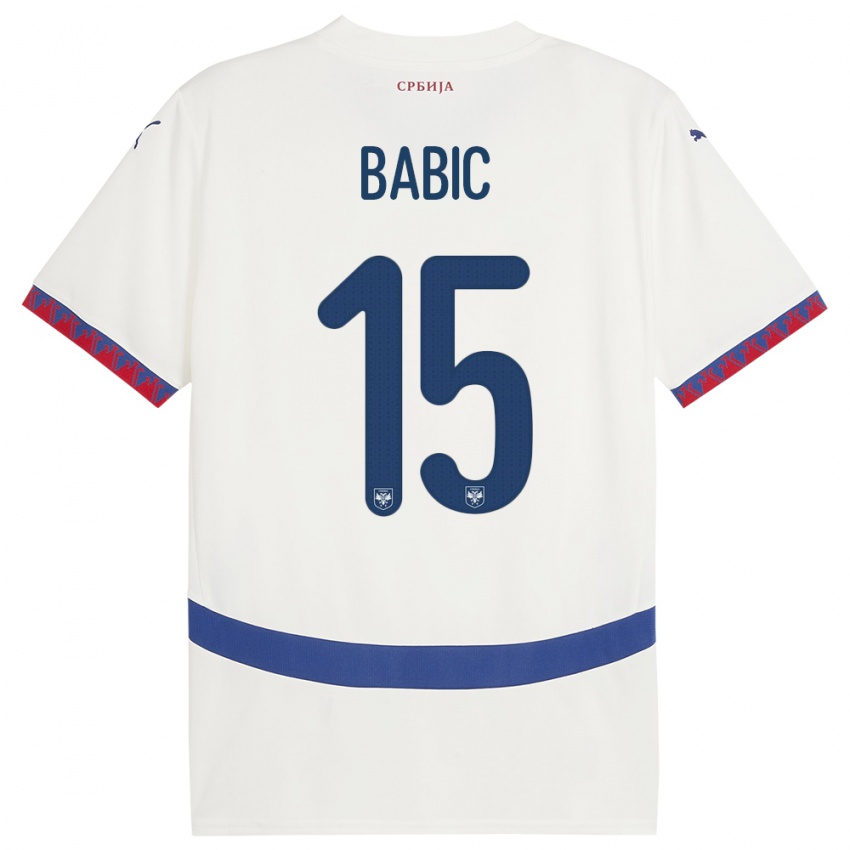 Kinderen Servië Srdjan Babic #15 Wit Uitshirt Uittenue 24-26 T-Shirt België