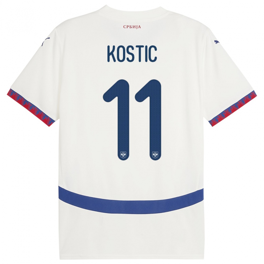 Kinder Serbien Filip Kostic #17 Weiß Auswärtstrikot Trikot 24-26 T-Shirt Belgien