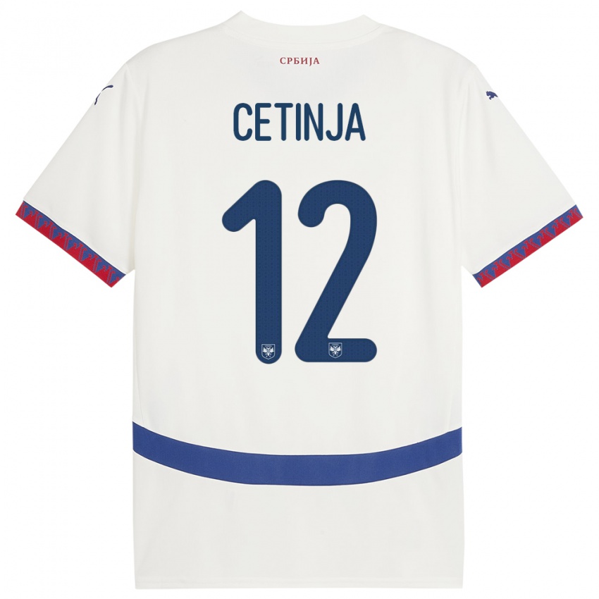 Enfant Maillot Serbie Sara Cetinja #12 Blanc Tenues Extérieur 24-26 T-Shirt Belgique