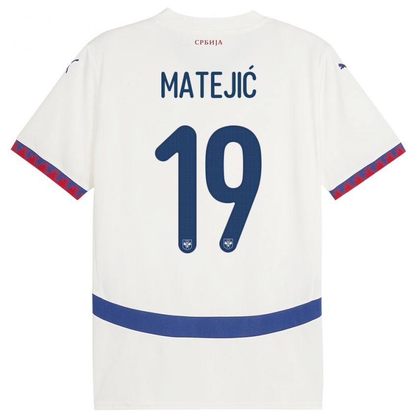 Enfant Maillot Serbie Nina Matejic #19 Blanc Tenues Extérieur 24-26 T-Shirt Belgique