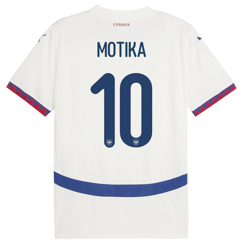 Enfant Maillot Serbie Nemanja Motika #10 Blanc Tenues Extérieur 24-26 T-Shirt Belgique