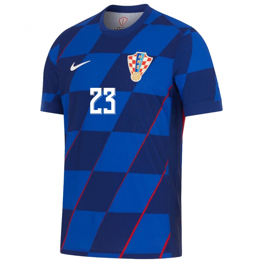 Enfant Maillot Croatie Nikola Cavlina #23 Bleu Tenues Extérieur 24-26 T-Shirt Belgique