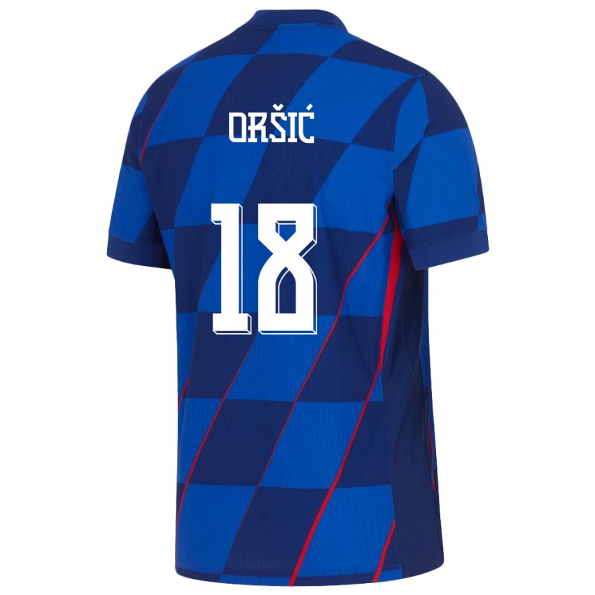 Enfant Maillot Croatie Mislav Orsic #18 Bleu Tenues Extérieur 24-26 T-Shirt Belgique