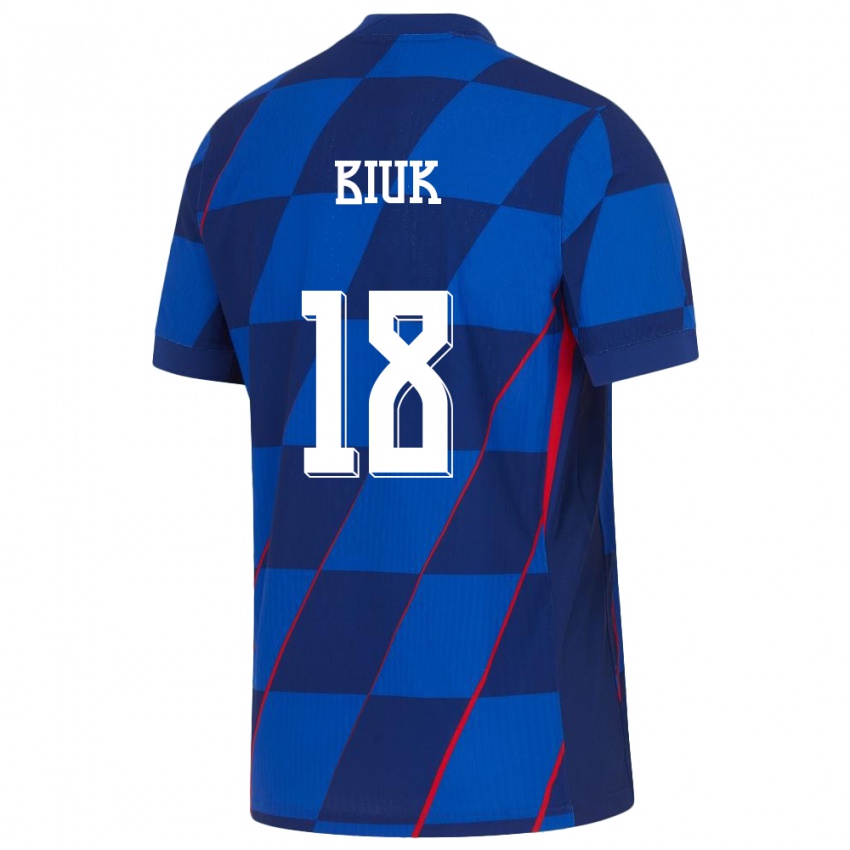 Enfant Maillot Croatie Stipe Biuk #18 Bleu Tenues Extérieur 24-26 T-Shirt Belgique