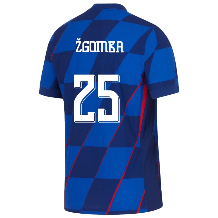 Enfant Maillot Croatie Marin Zgomba #25 Bleu Tenues Extérieur 24-26 T-Shirt Belgique