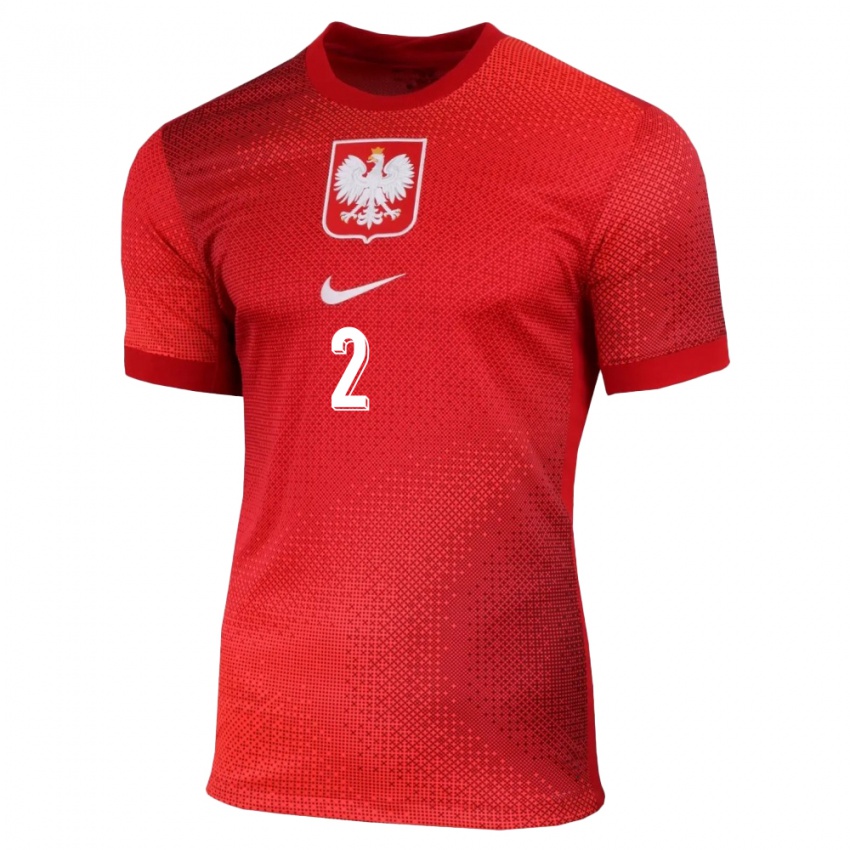 Enfant Maillot Pologne Jakub Kolan #2 Rouge Tenues Extérieur 24-26 T-Shirt Belgique