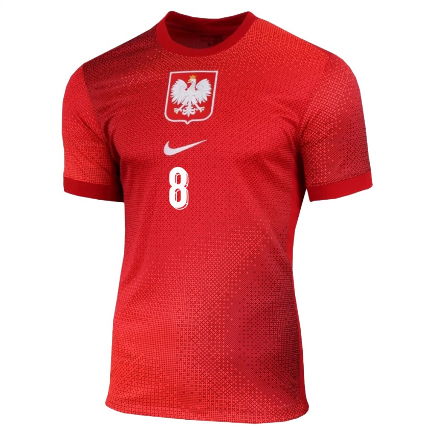 Enfant Maillot Pologne Karol Borys #8 Rouge Tenues Extérieur 24-26 T-Shirt Belgique