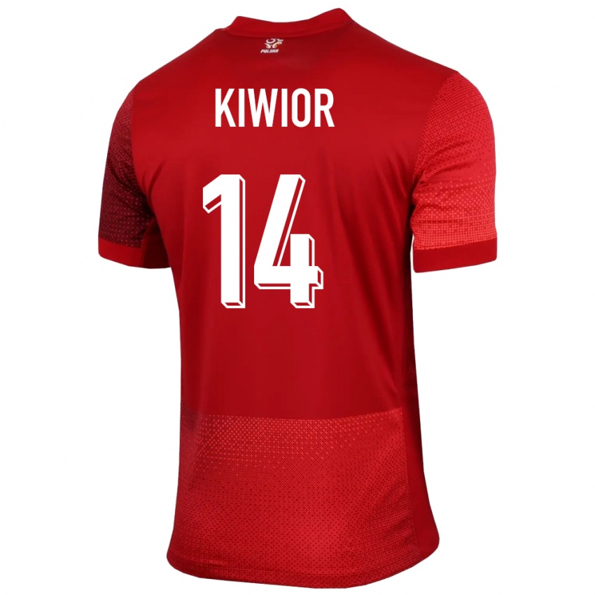 Enfant Maillot Pologne Jakub Kiwior #14 Rouge Tenues Extérieur 24-26 T-Shirt Belgique