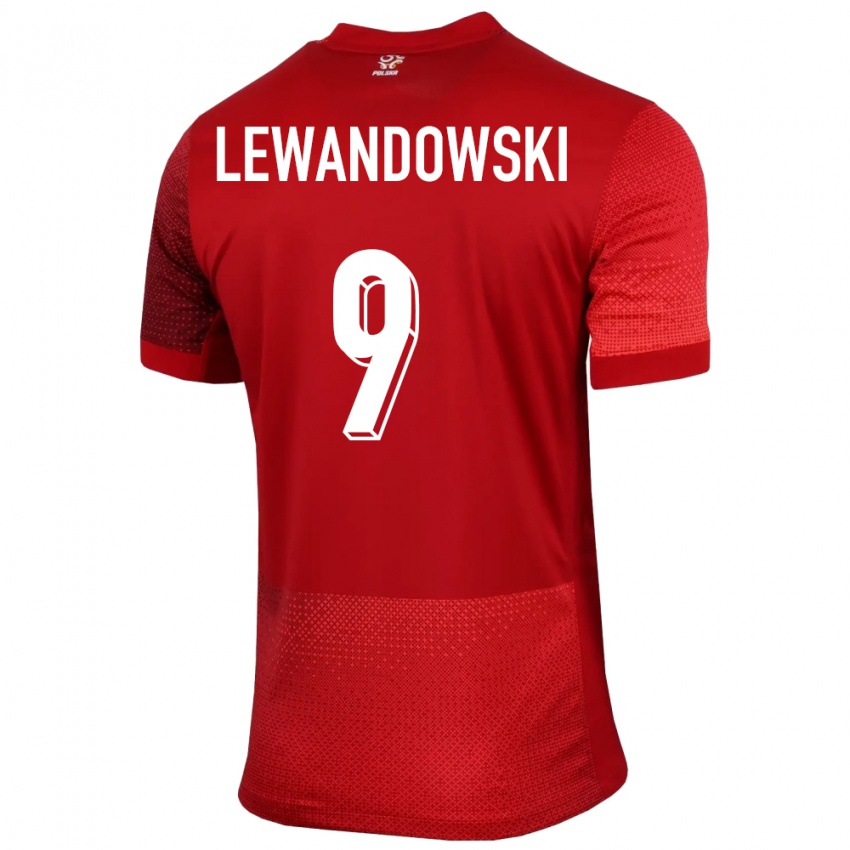 Kinderen Polen Robert Lewandowski #9 Rood Uitshirt Uittenue 24-26 T-Shirt België