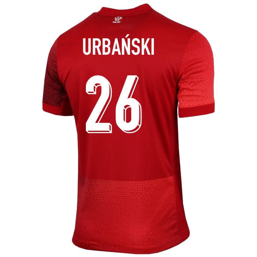 Kinderen Polen Kacper Urbanski #26 Rood Uitshirt Uittenue 24-26 T-Shirt België