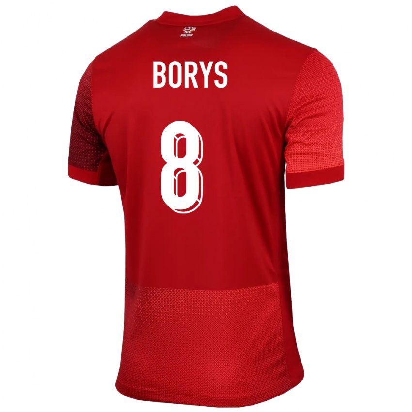 Enfant Maillot Pologne Karol Borys #8 Rouge Tenues Extérieur 24-26 T-Shirt Belgique