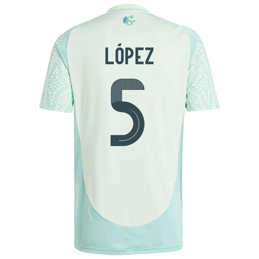Enfant Maillot Mexique Jimena Lopez #5 Lin Vert Tenues Extérieur 24-26 T-Shirt Belgique
