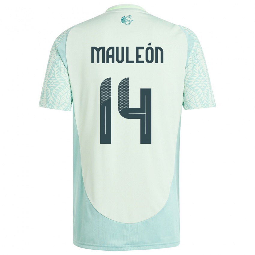 Enfant Maillot Mexique Natalia Mauleon #14 Lin Vert Tenues Extérieur 24-26 T-Shirt Belgique