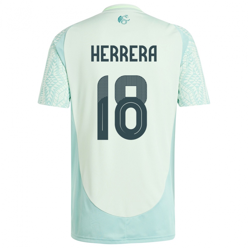 Enfant Maillot Mexique Ozziel Herrera #18 Lin Vert Tenues Extérieur 24-26 T-Shirt Belgique