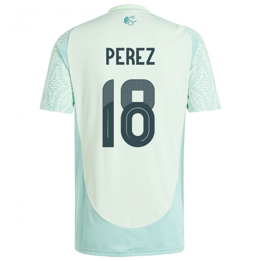 Enfant Maillot Mexique Jonathan Perez #18 Lin Vert Tenues Extérieur 24-26 T-Shirt Belgique