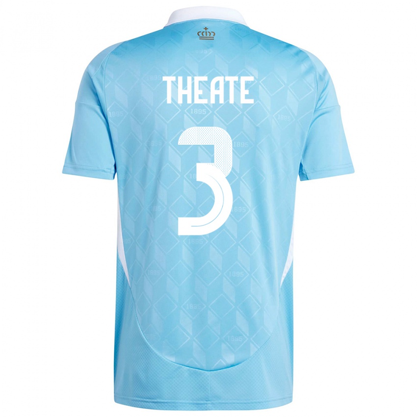 Enfant Maillot Belgique Arthur Theate #3 Bleu Tenues Extérieur 24-26 T-Shirt Belgique