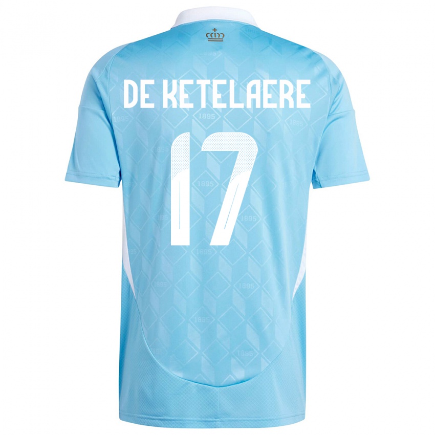 Kinder Belgien Charles De Ketelaere #17 Blau Auswärtstrikot Trikot 24-26 T-Shirt Belgien