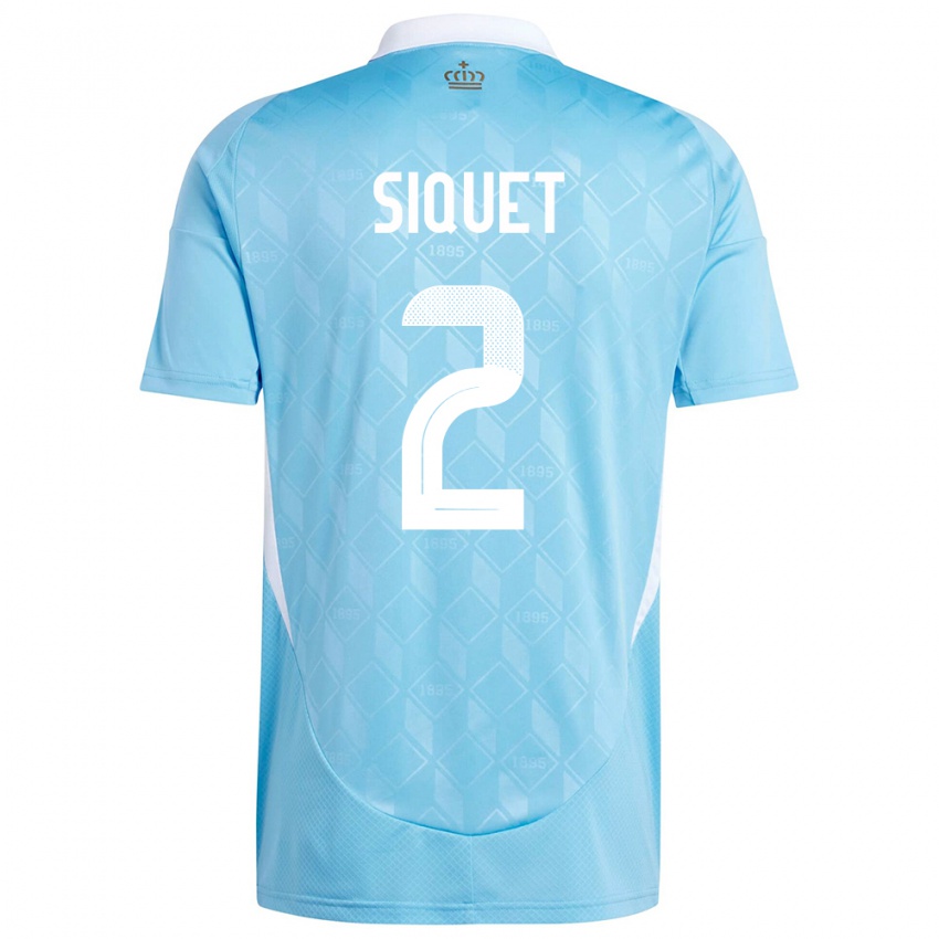 Enfant Maillot Belgique Hugo Siquet #2 Bleu Tenues Extérieur 24-26 T-Shirt Belgique