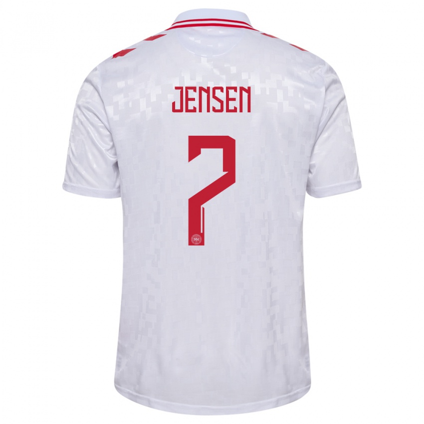 Enfant Maillot Danemark Mathias Jensen #7 Blanc Tenues Extérieur 24-26 T-Shirt Belgique