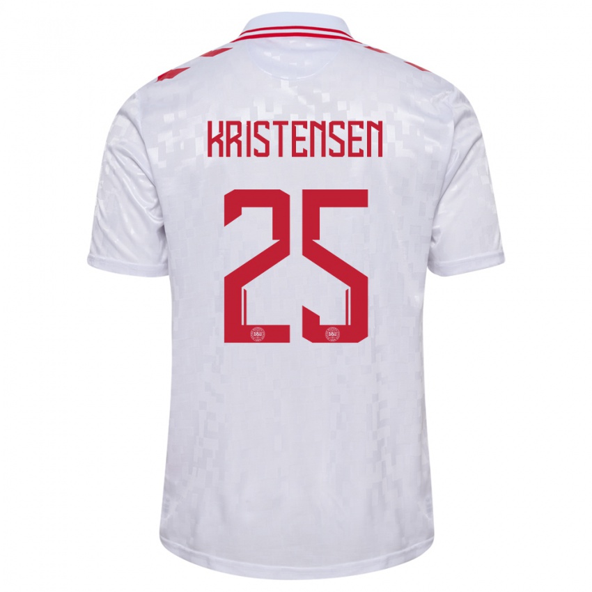 Enfant Maillot Danemark Rasmus Kristensen #25 Blanc Tenues Extérieur 24-26 T-Shirt Belgique