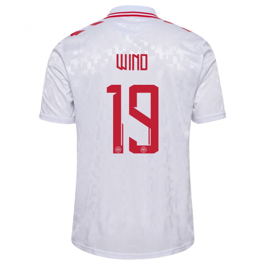 Enfant Maillot Danemark Jonas Wind #19 Blanc Tenues Extérieur 24-26 T-Shirt Belgique