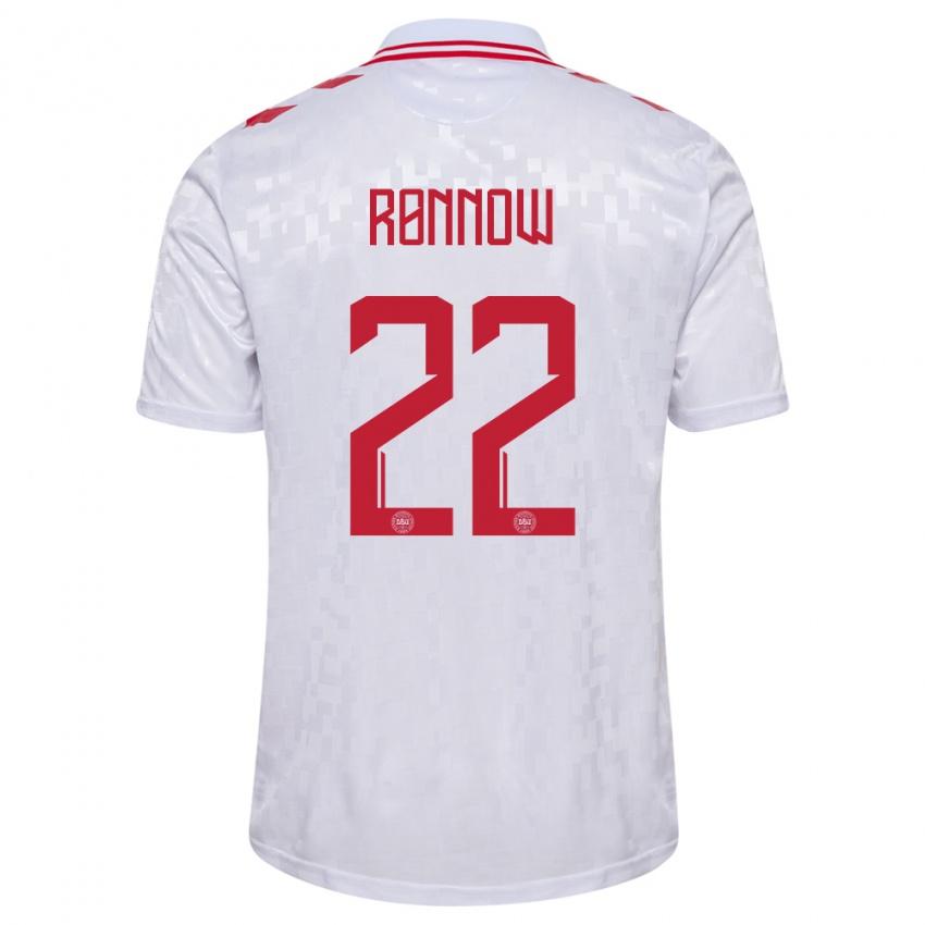 Enfant Maillot Danemark Frederik Ronnow #22 Blanc Tenues Extérieur 24-26 T-Shirt Belgique