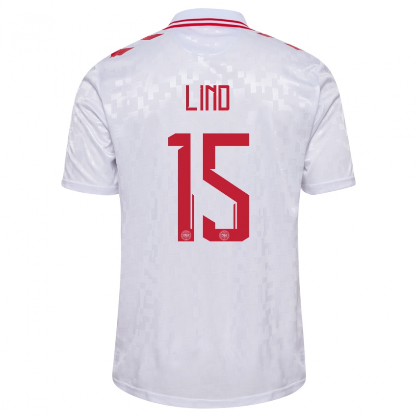 Kinder Dänemark Victor Lind #15 Weiß Auswärtstrikot Trikot 24-26 T-Shirt Belgien