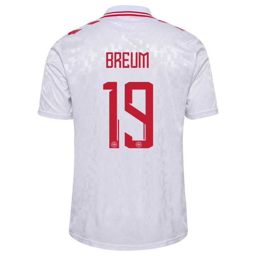 Kinder Dänemark Jakob Breum #19 Weiß Auswärtstrikot Trikot 24-26 T-Shirt Belgien