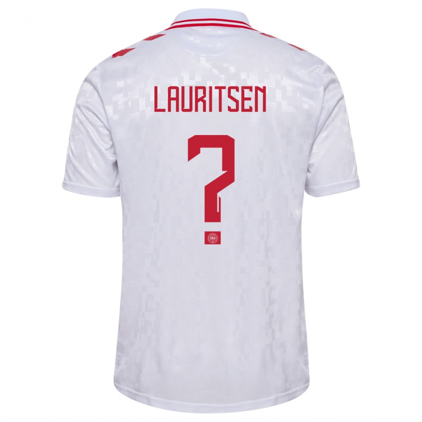 Enfant Maillot Danemark Mads Lauritsen #0 Blanc Tenues Extérieur 24-26 T-Shirt Belgique