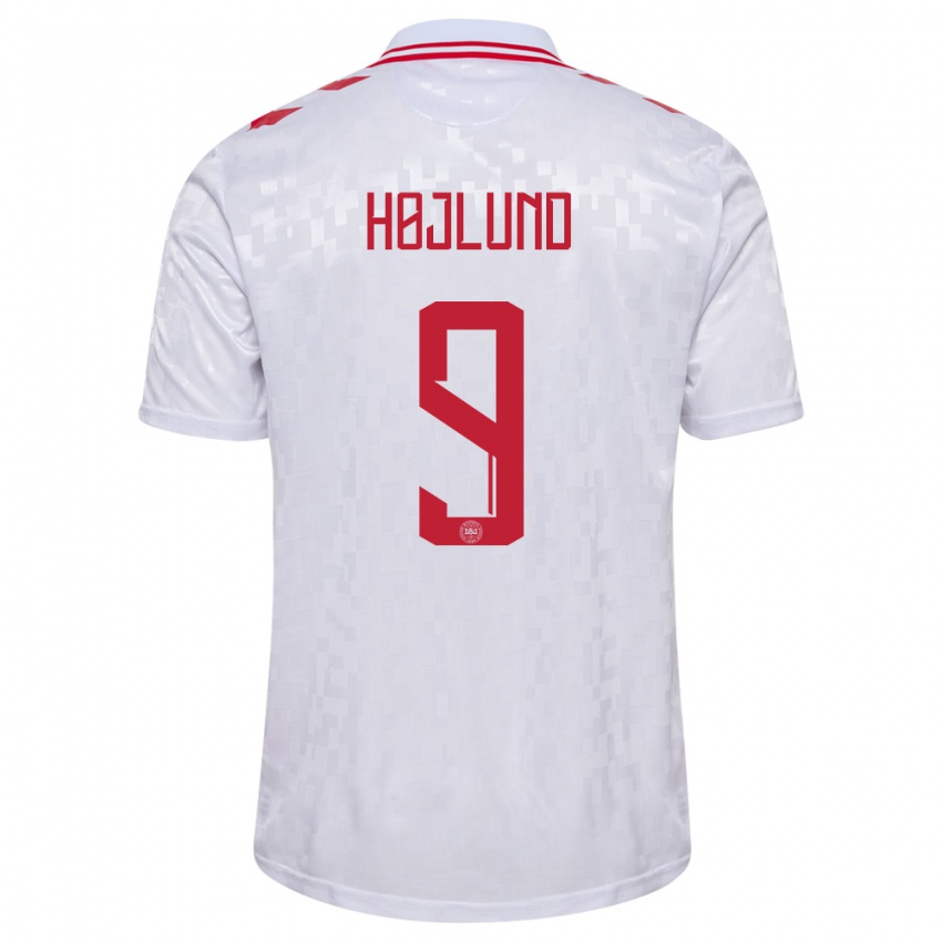 Enfant Maillot Danemark Emil Højlund #9 Blanc Tenues Extérieur 24-26 T-Shirt Belgique