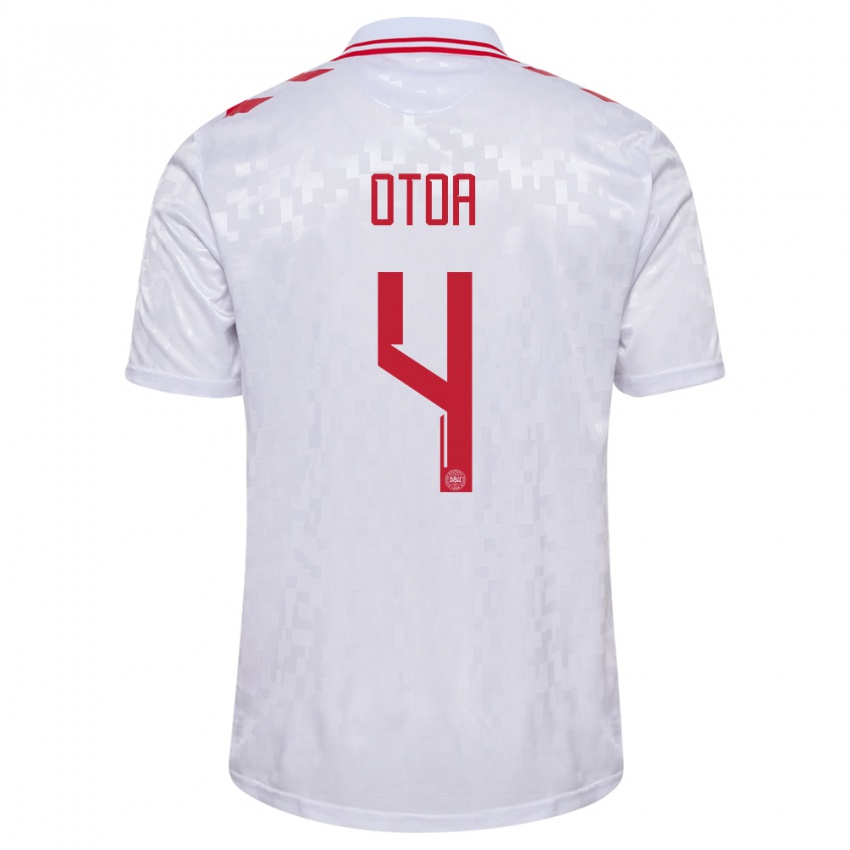 Enfant Maillot Danemark Sebastian Otoa #4 Blanc Tenues Extérieur 24-26 T-Shirt Belgique