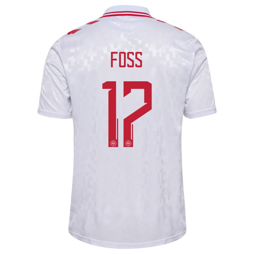 Kinder Dänemark Jonathan Foss #17 Weiß Auswärtstrikot Trikot 24-26 T-Shirt Belgien