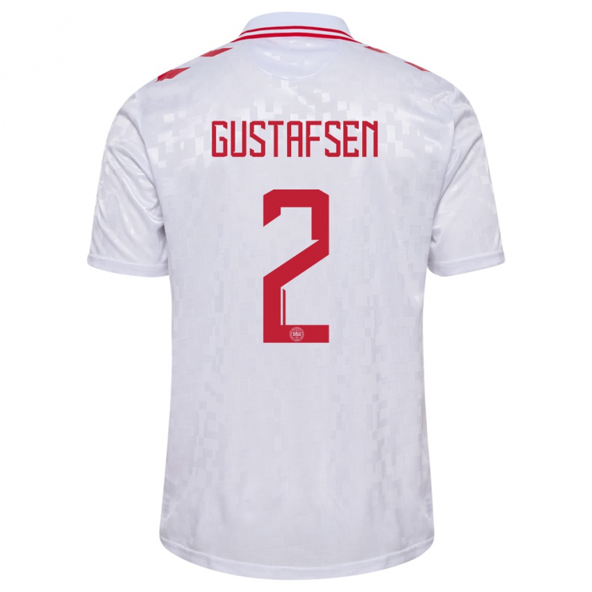 Enfant Maillot Danemark Victor Gustafsen #2 Blanc Tenues Extérieur 24-26 T-Shirt Belgique