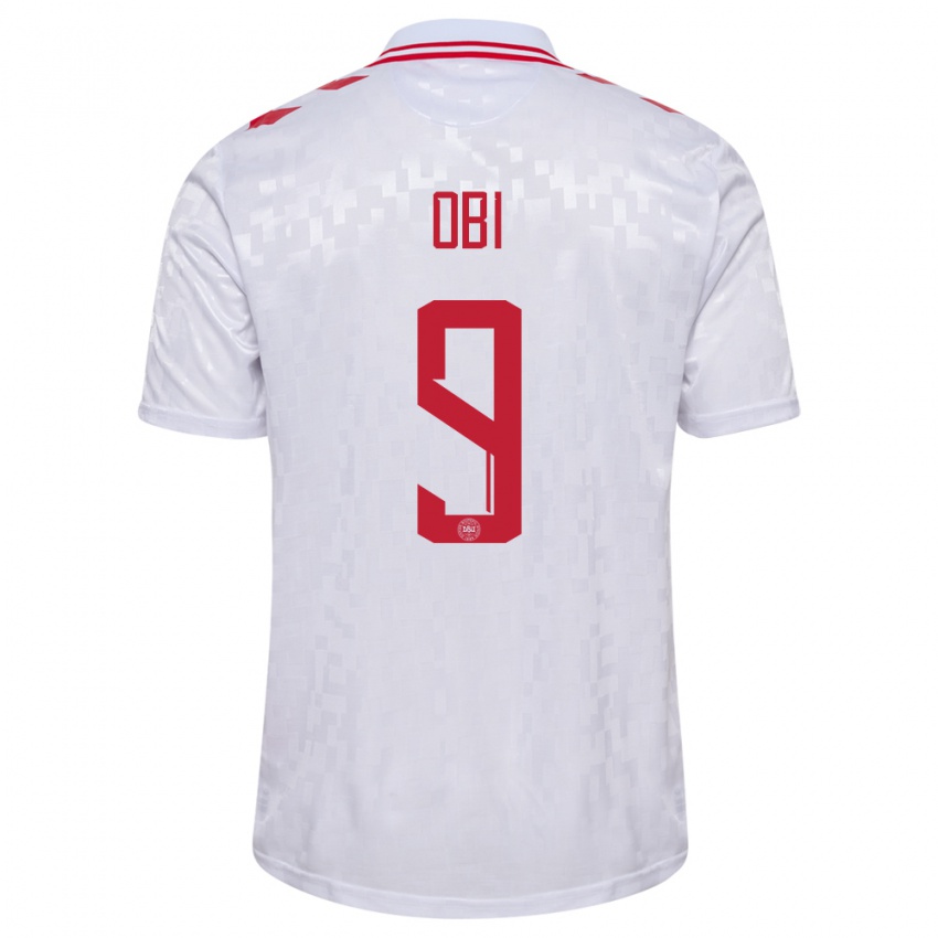 Enfant Maillot Danemark Chido Obi #9 Blanc Tenues Extérieur 24-26 T-Shirt Belgique