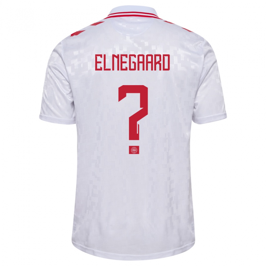 Enfant Maillot Danemark Tobias Elnegaard #0 Blanc Tenues Extérieur 24-26 T-Shirt Belgique