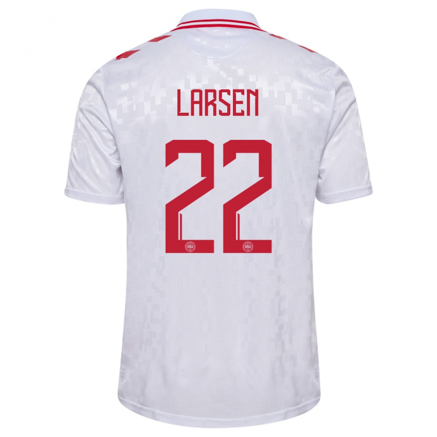 Enfant Maillot Danemark Kathrine Larsen #22 Blanc Tenues Extérieur 24-26 T-Shirt Belgique