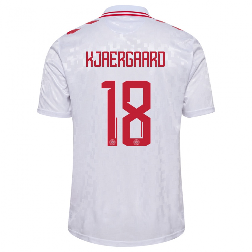 Kinder Dänemark Maurits Kjaergaard #18 Weiß Auswärtstrikot Trikot 24-26 T-Shirt Belgien