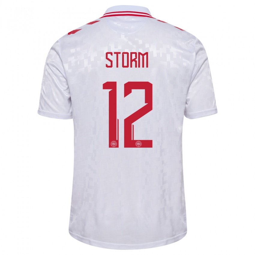 Kinder Dänemark Tobias Storm #12 Weiß Auswärtstrikot Trikot 24-26 T-Shirt Belgien