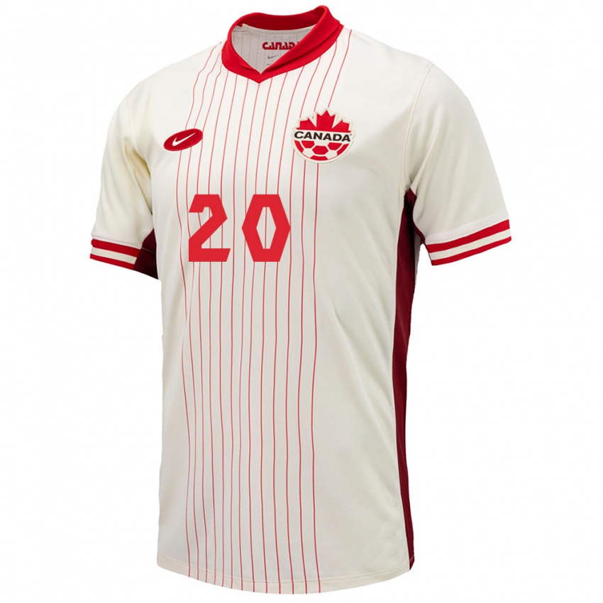 Enfant Maillot Canada Hugo Mbongue #20 Blanc Tenues Extérieur 24-26 T-Shirt Belgique