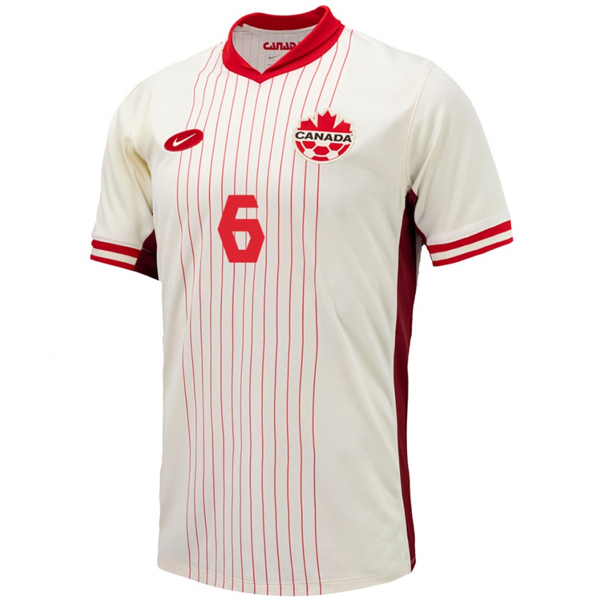 Enfant Maillot Canada Matteo Campagna #6 Blanc Tenues Extérieur 24-26 T-Shirt Belgique