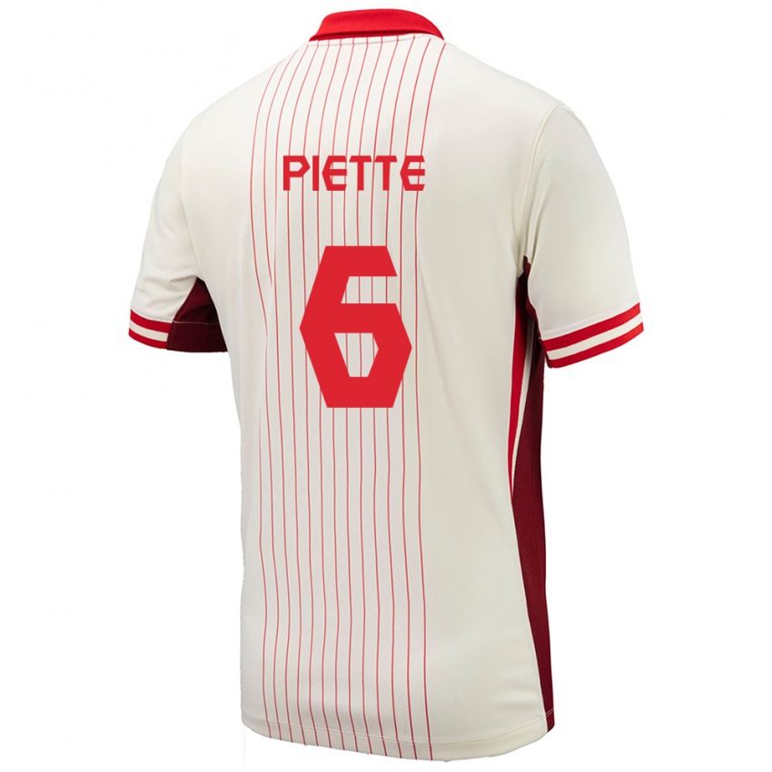 Kinder Kanada Samuel Piette #6 Weiß Auswärtstrikot Trikot 24-26 T-Shirt Belgien