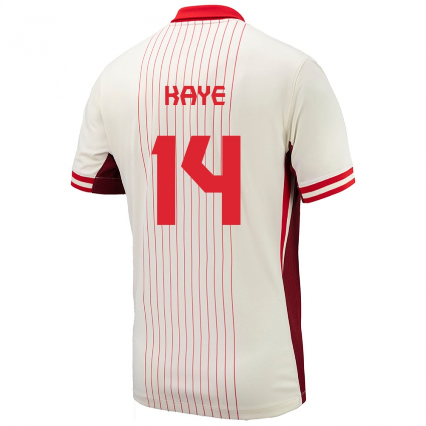 Enfant Maillot Canada Mark Anthony Kaye #14 Blanc Tenues Extérieur 24-26 T-Shirt Belgique