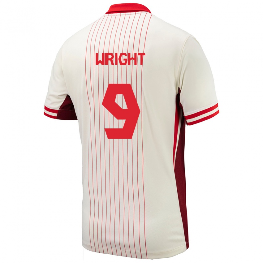 Enfant Maillot Canada Lowell Wright #9 Blanc Tenues Extérieur 24-26 T-Shirt Belgique