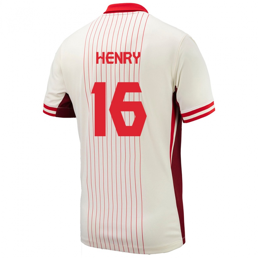 Kinder Kanada Mael Henry #16 Weiß Auswärtstrikot Trikot 24-26 T-Shirt Belgien