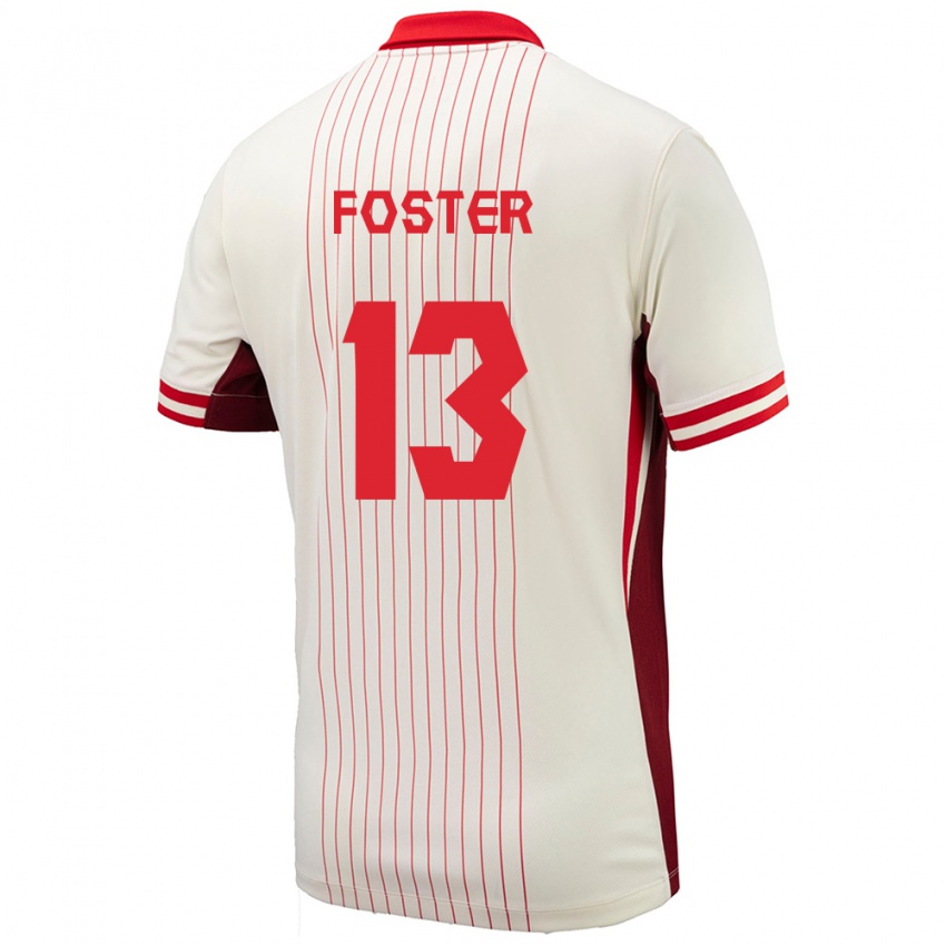 Enfant Maillot Canada Rylee Foster #13 Blanc Tenues Extérieur 24-26 T-Shirt Belgique