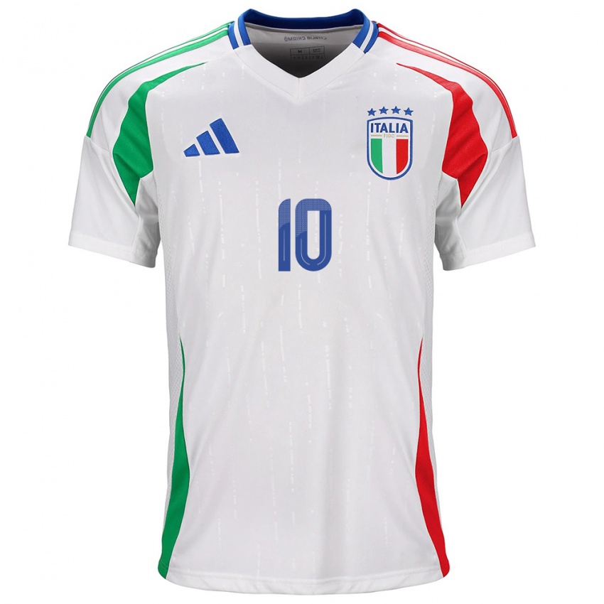 Enfant Maillot Italie Simone Pafundi #10 Blanc Tenues Extérieur 24-26 T-Shirt Belgique