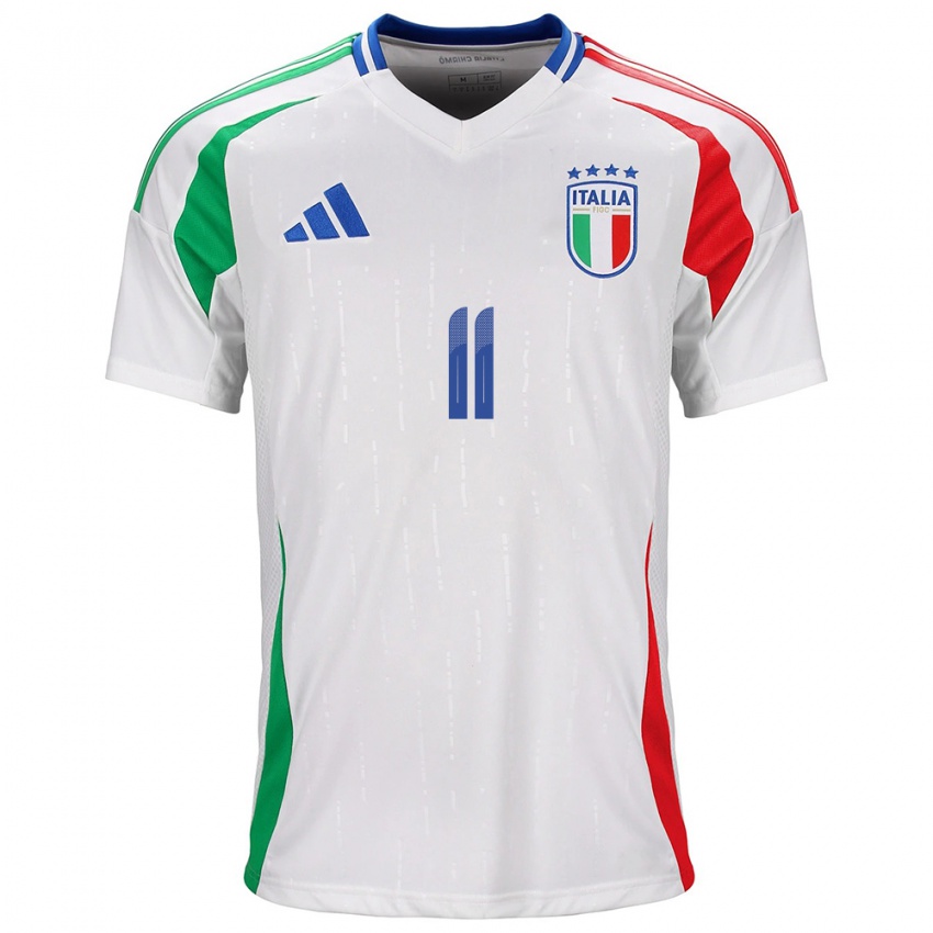 Enfant Maillot Italie Giacomo Raspadori #11 Blanc Tenues Extérieur 24-26 T-Shirt Belgique